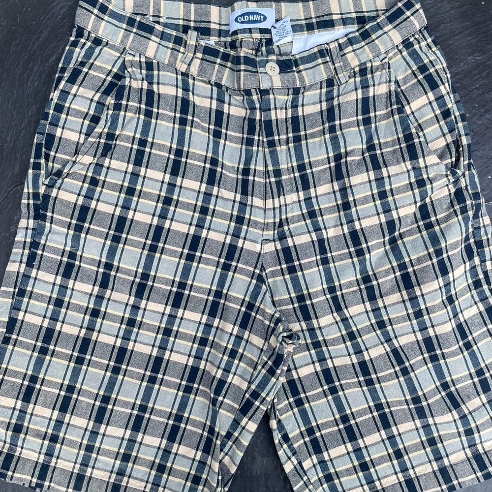 Classic plaid cream / blue shirts waist 29